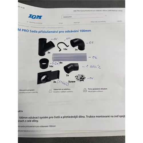 IGM PRO Zubehör zum Absaugen Satz 100mm (Gebraucht)