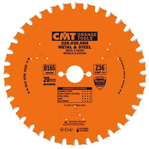 CMT Industrielle Kreissägeblätter für eisenhaltiges Material und PVC - D160x2,0 d20 Z30 HW