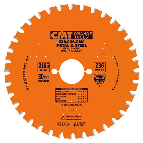 CMT Industrielle Kreissägeblätter für eisenhaltiges Material und PVC - D165x1,6 d30 Z36 HW
