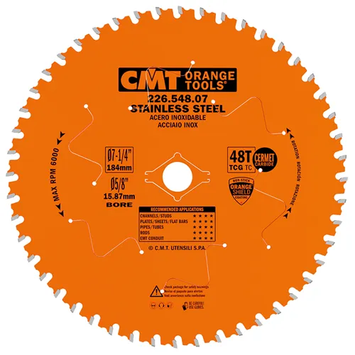 CMT XTreme Industrielle Kreissägeblätter für Edelstahl - D184x2,0 d15,8 Z48 HW