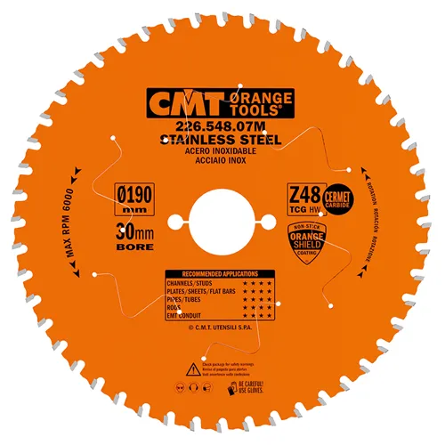 CMT XTreme Industrielle Kreissägeblätter für Edelstahl - D190x1,8 d30 Z48 HW
