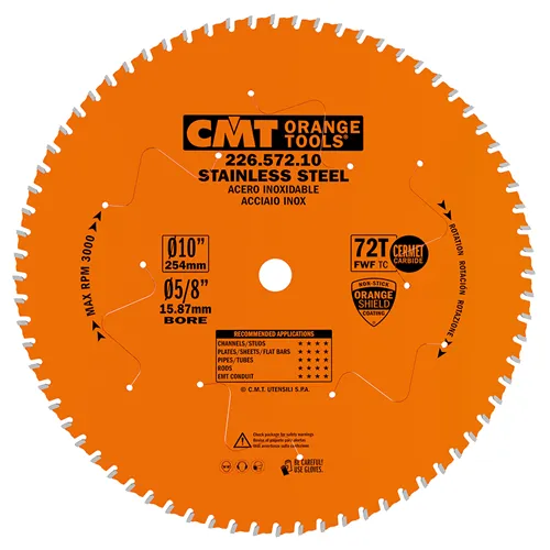 CMT XTreme Industrielle Kreissägeblätter für Edelstahl - D254x2,2 d15,8 Z72 HW