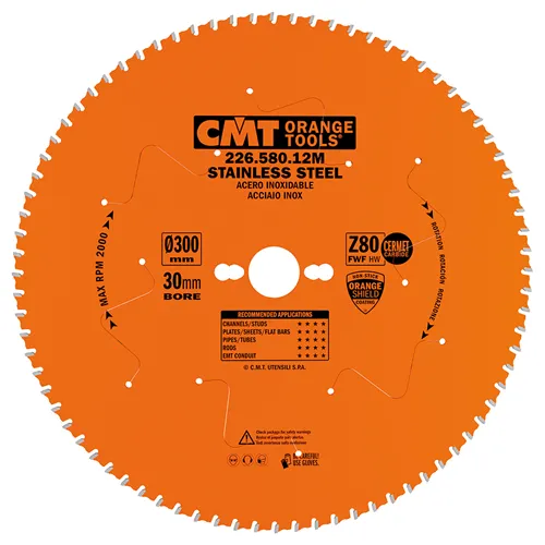 CMT XTreme Industrielle Kreissägeblätter für Edelstahl - D300x2,2 d30 Z80 HW