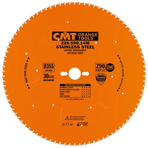 CMT XTreme Industrielle Kreissägeblätter für Edelstahl - D355x2,2 d30 Z90 HW