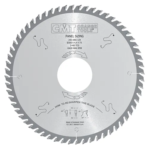 CMT Industrielle Kreissägeblätter für Druckbalkensägen - D430x4.4 d65 Z72 16° HW