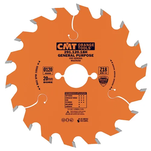 CMT Orange Kreissägeblätter für Querschnitte - D165x2,6 d30 Z24 HW