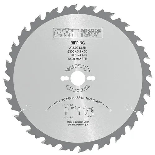 CMT Industrial Sägeblatt für Längsschnitte - D300x3,2 d35 Z24 HW