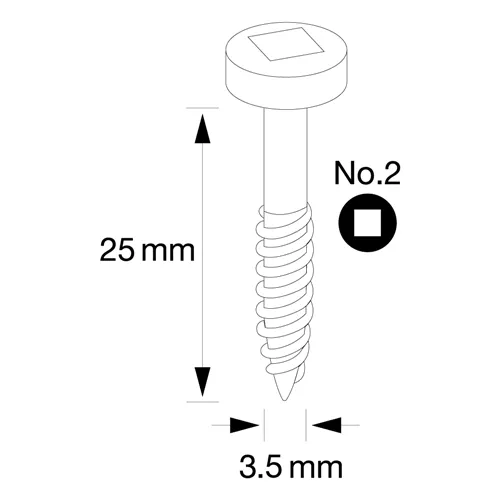 IGM Pocket Hole Schrauben - 3,5x25mm, Feingewinde, zylindrischer Kopf, 500 Stk