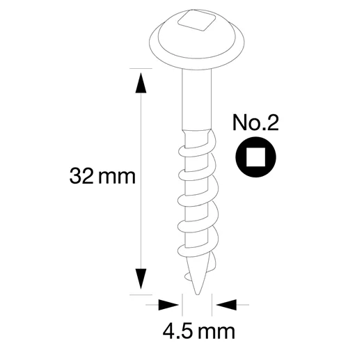 IGM Pocket Hole Schrauben - 4,5x32mm, Grobgewinde, Tellerkopf, 300 Stk