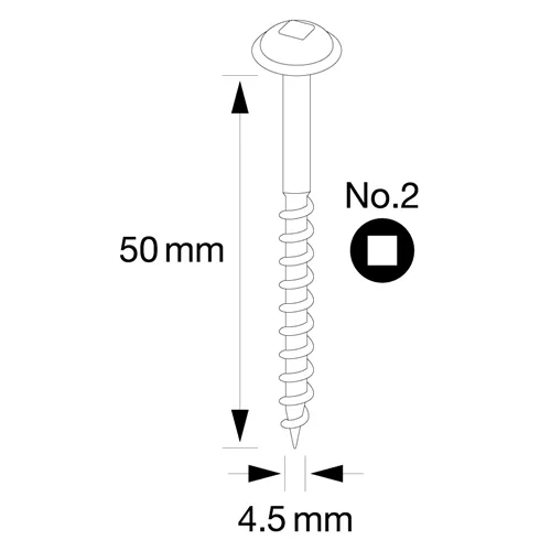 IGM Pocket Hole Schrauben - 4,5x50mm, Grobgewinde, Tellerkopf, 150 Stk