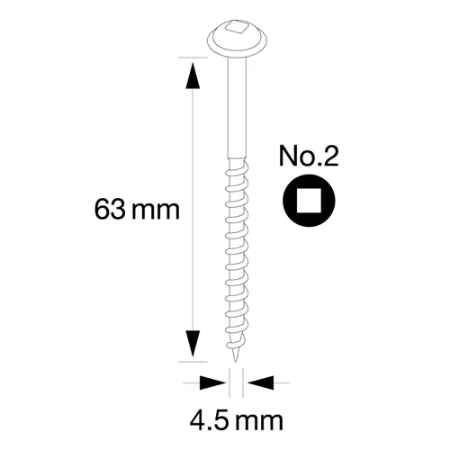 IGM Pocket Hole Schrauben - 4,5x63mm, Grobgewinde, Tellerkopf, 100 Stk