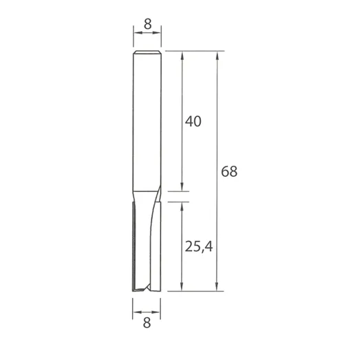 IGM M100 Nutfräser - D8x25,4 L68 S=8 HW