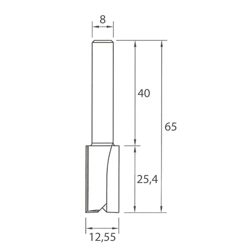 IGM M100 Nutfräser - D12,55x25,4 L65 S=8 HW