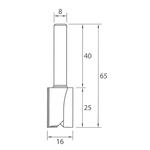 IGM M100 Nutfräser - D16x25 L65 S=8 HW