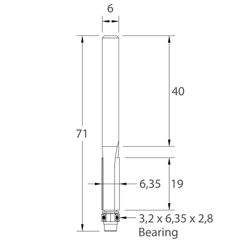 IGM M106 Bündigfräser - D6,35x19 L71 S=6 HW