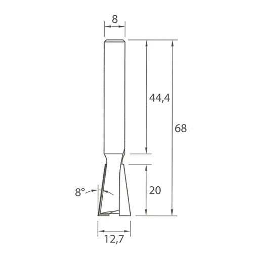 IGM M118 Zinkenfräser - 8° D12,7x20 L68 S=8 HW