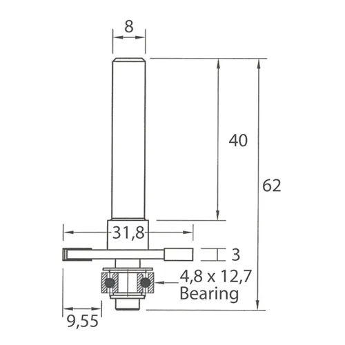 IGM M122 Scheibennutfräser - D31,8x3 H9,55 L62 S=8 HW