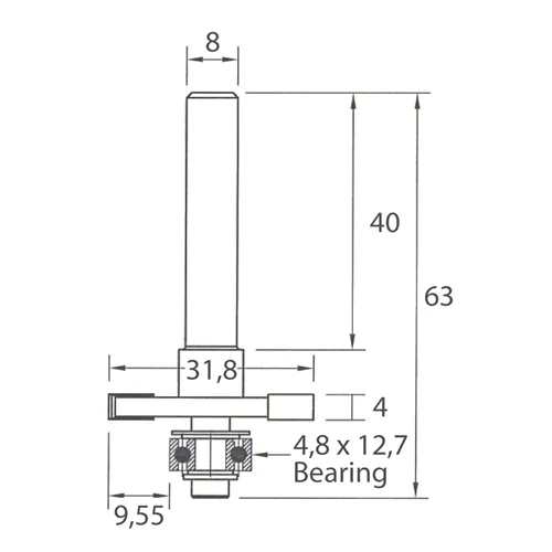 IGM M122 Scheibennutfräser - D31,8x4 H9,55 L63 S=8 HW