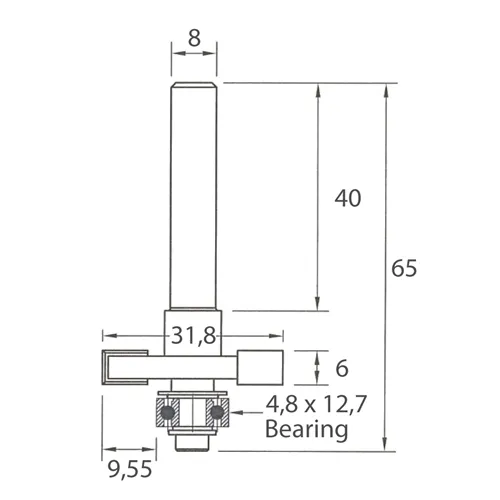 IGM M122 Scheibennutfräser - D31,8x6 H9,55 L65 S=8 HW