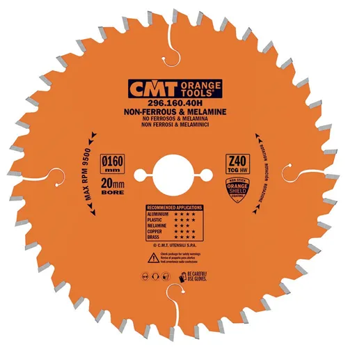 CMT Orange Industrial Kreissägeblatt für Kunststoff, NE-Metalle und Laminat, D160x2,2 d20 Z56 HW (Gebraucht)
