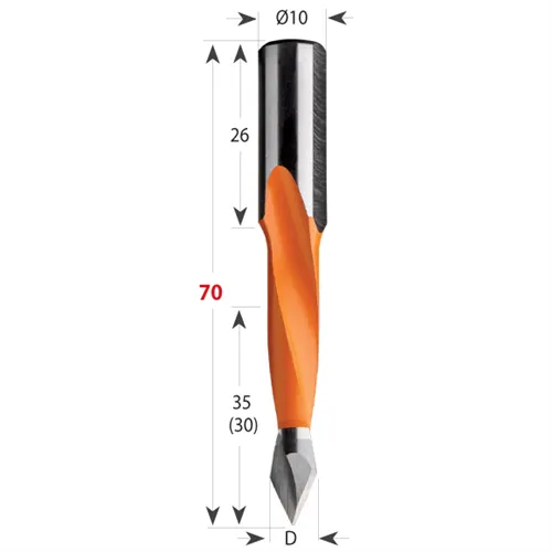 CMT 314 Dübelbohrer für Durchgangslöcher S10 L70 HW, D5x35 S=10x26 L70 LH (Ausgepackt)