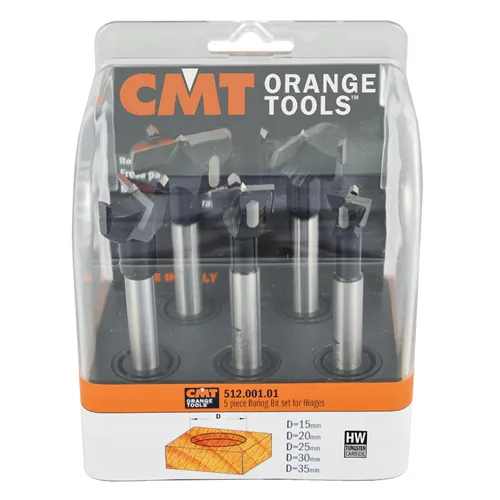 CMT C512 5-teiliges Kunstbohrerset mit Zylinderschaft, D15-20-25-30-35 HW (Ausgepackt)