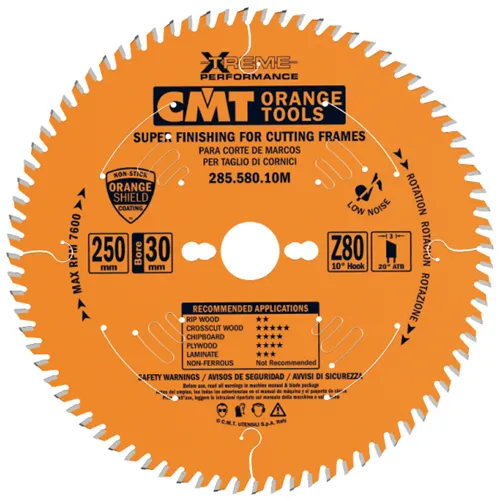CMT Orange Chrome Kreissägeblätter aus Chrom für Rahmen - D250x3,0 d30 Z80 HW (Gebraucht)